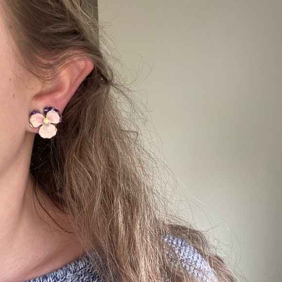 Vintage Violet Clip On Earrings 1950’s - Picture 1 of 6